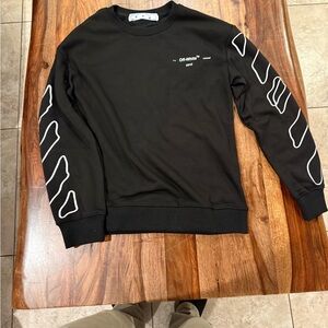 Off-White Black Crewneck Sweater with White Accents womens large
